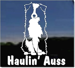 Haulin' Auss | Sitting Aussie Australian Shepherd Dog Vinyl Decal by NickerStickers®