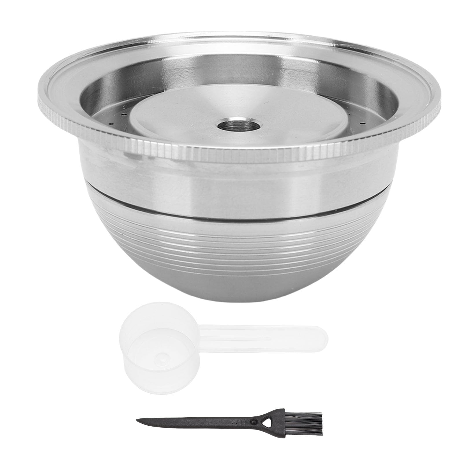Generic Kit de Cápsulas de café Recargables, Cápsula de café Reutilizable de Acero Inoxidable de 80 Ml con Cepillo y Cuchara para Entusiastas de la Elaboración Casera y del