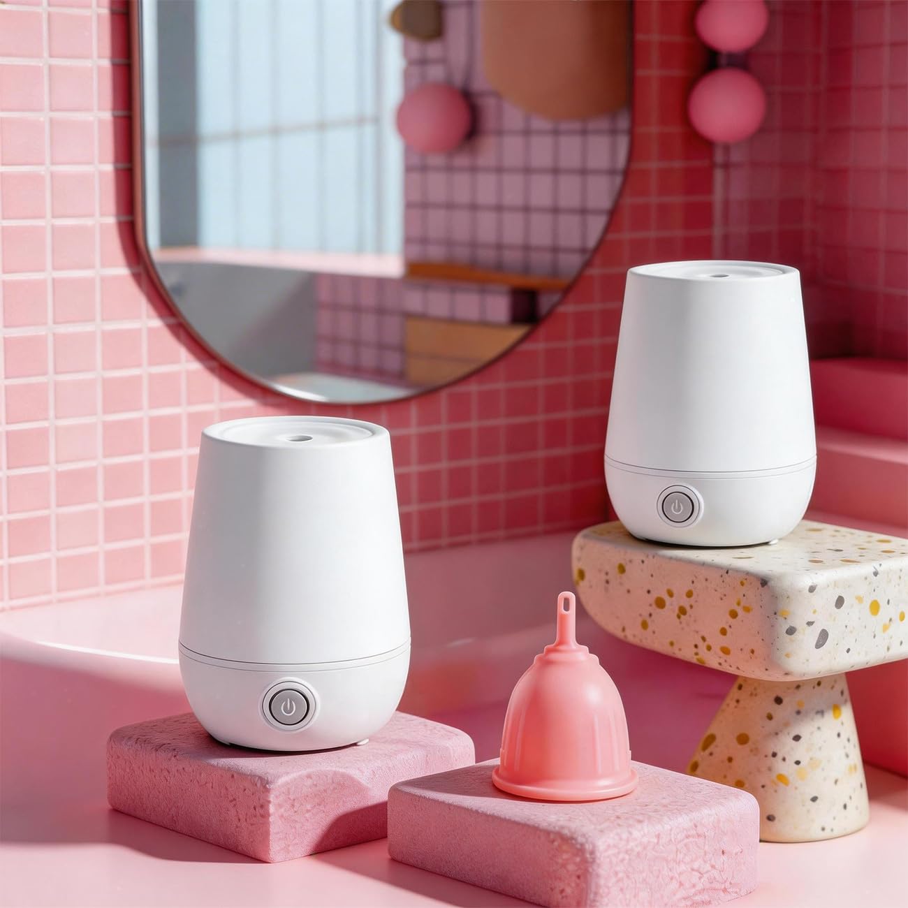 Menstruationstasse, Sterilisator, Dampfgarer, 3-in-1 zum Reinigen, Trocknen und Aufbewahren Ihrer Periodentasse, auslaufsicher, 99,9% gereinigt, geeignet für jede Tasse