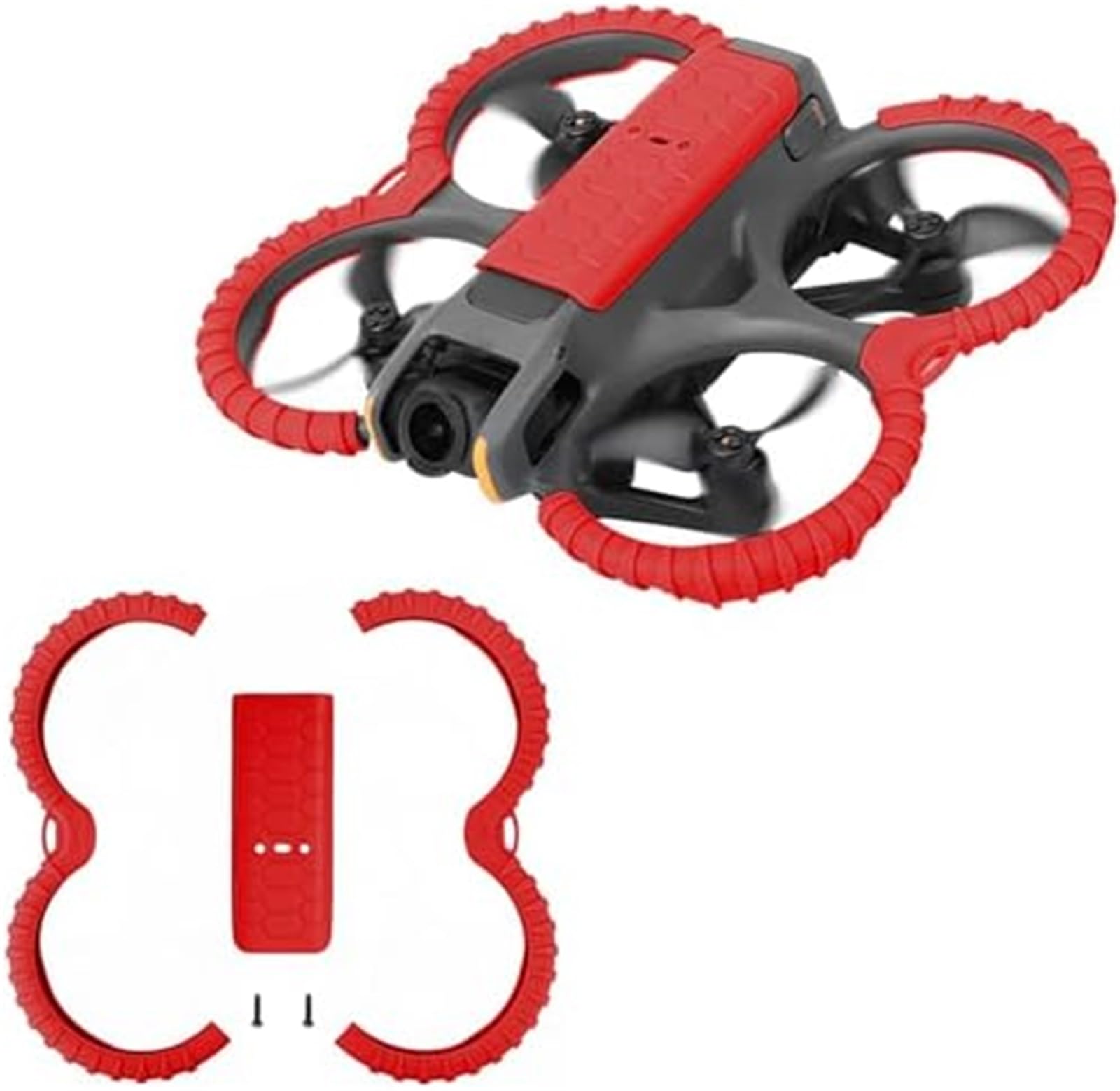 Osłona śmigła + tylna obudowa, do DJI, Avata 2, silikonowy pierścień ochronny, antykolizyjny, odporny na zarysowania pokrowiec, ochrona drona (niebieski pierścień zderzaka + tylna obudowa) Rama