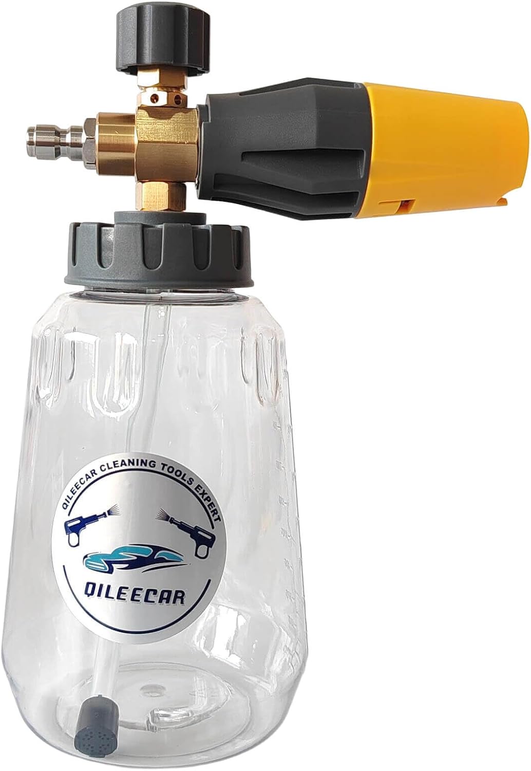 Snow Foam Cannon with Heavy Duty Brass Knob, 1/4" Quick Release Foam Blaster for Pressure Washer Gun and Wand, Yellow Adjustable Nozzle, 1 Liter, Pressure 1450psi-5000psi