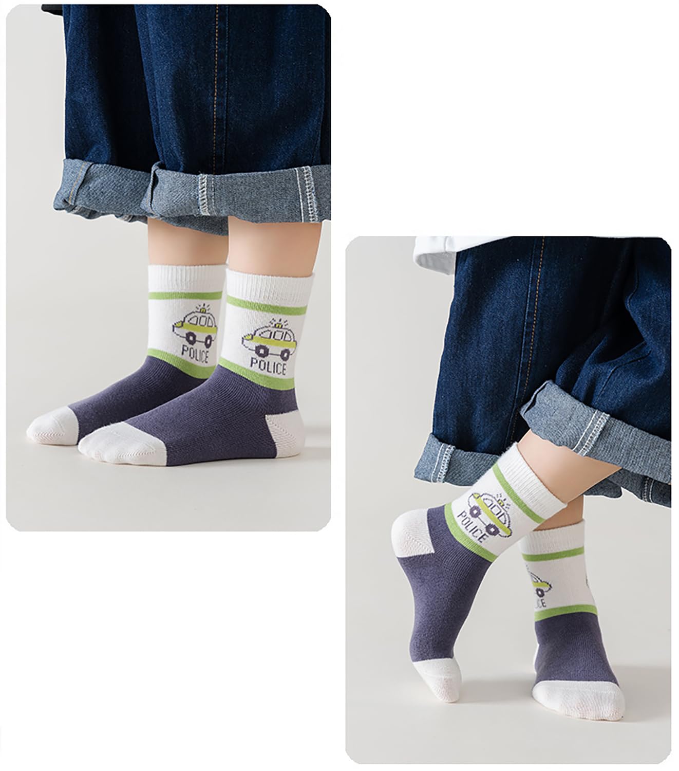 SYGA 5 Pairs Baby Socks, Toddlers Infant Cotton Stretch Crew Socks with vehicle Theme Design, Suitable for 0-2 Years baby 3