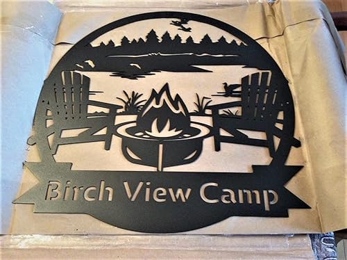Miniatura 5 de RealSteel Monograma Lake Campfire, decoración de letrero de metal, decoración personalizada para el hogar y la pared, letrero personalizado,