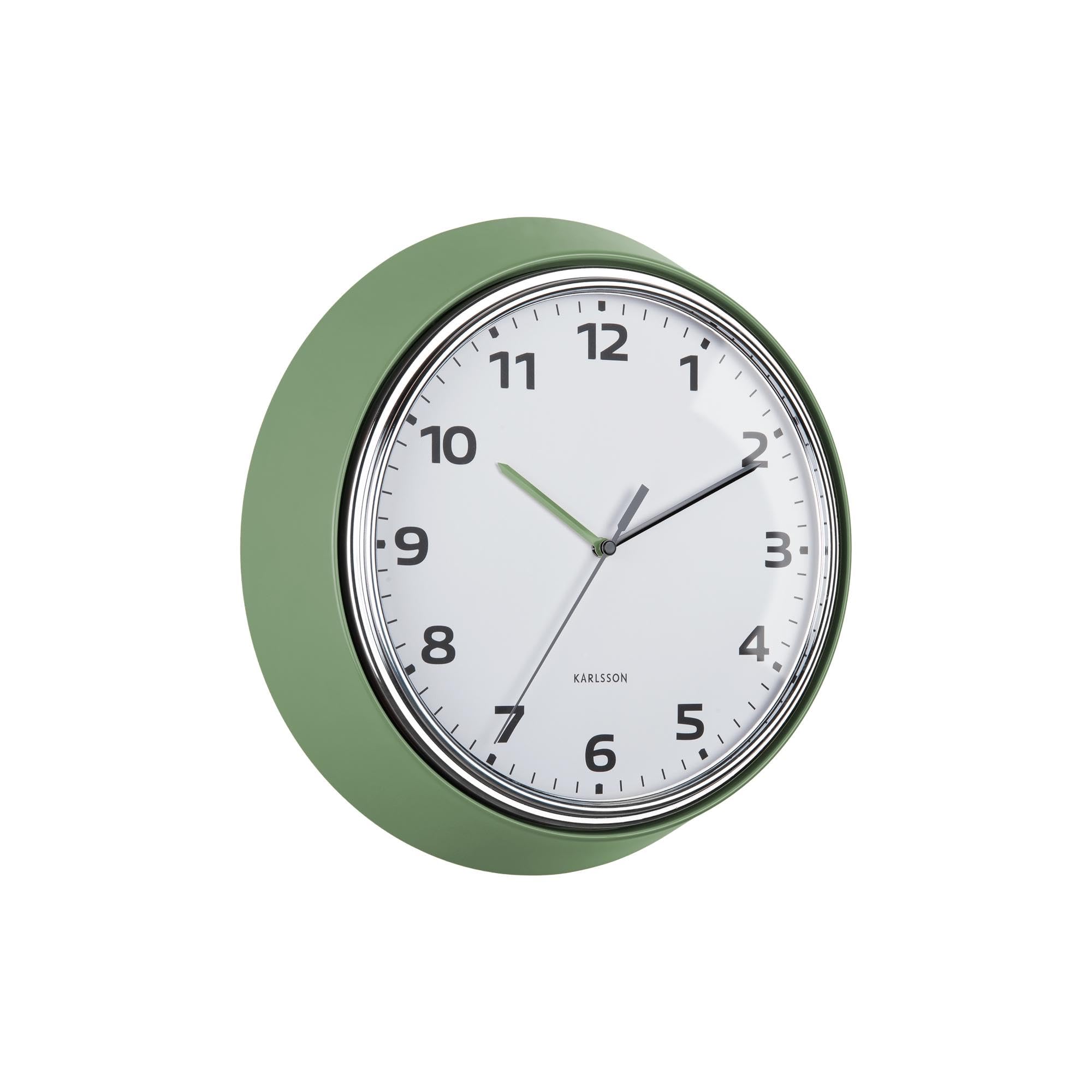 Karlsson Green Wall Clock Modern Retro Diameter 34 Cm Round Iron Wall Clock Modern Living Room Wall Clocks