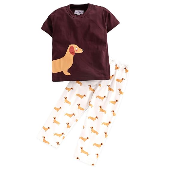 NITE FLITE Boys & Girls Cotton Printed Top and Pyjama Set Pack of 1