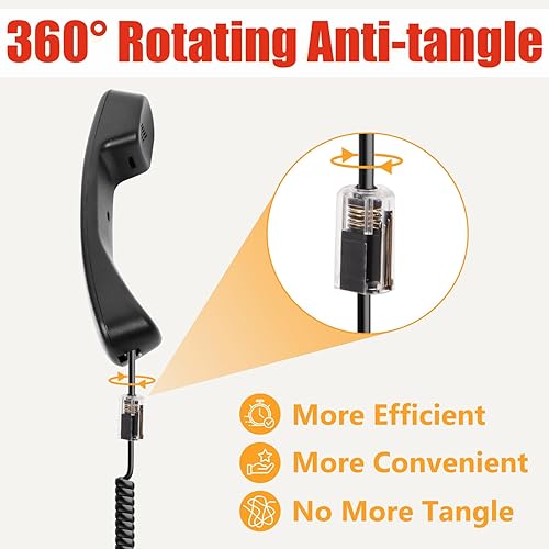 Miniatura 4 de Uvital Desenredadores de cable para teléfono celular, paquete de 2 cables de teléfono fijo de 10 pies sin enrollar (1.2 pies en espiral) y 2 cables
