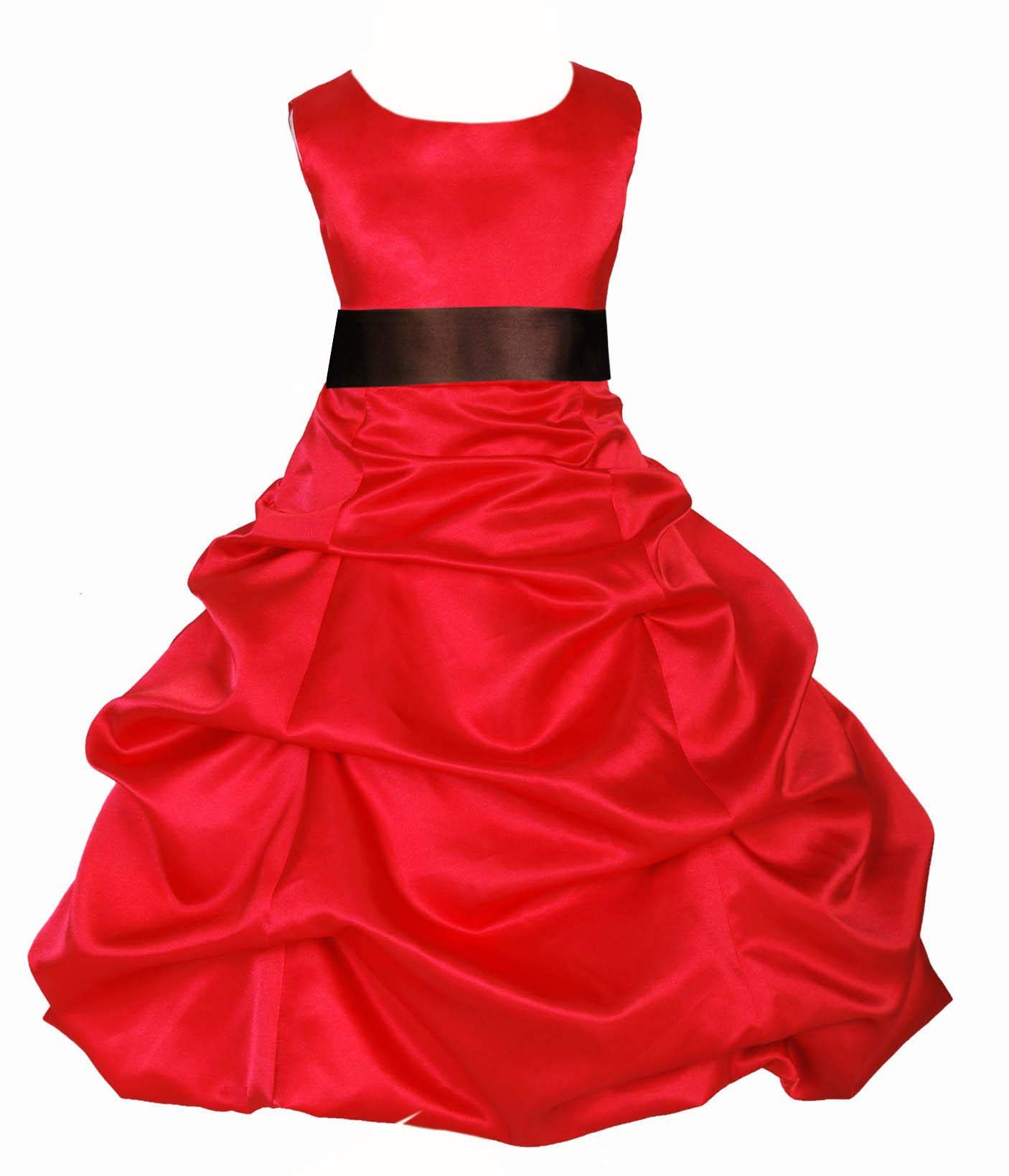 Wish littlle Satin a-line Dress (WLT-1015_4-5 Years_Red