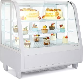 ROVSUN Refrigerated Display Case 3.5 Cu.Ft. Countertop Pastry Display Case Commercial Display Refrigerator w/LED Lighting Air-cooling Automatic Defrost Rear Sliding Door NSF ETL Certified