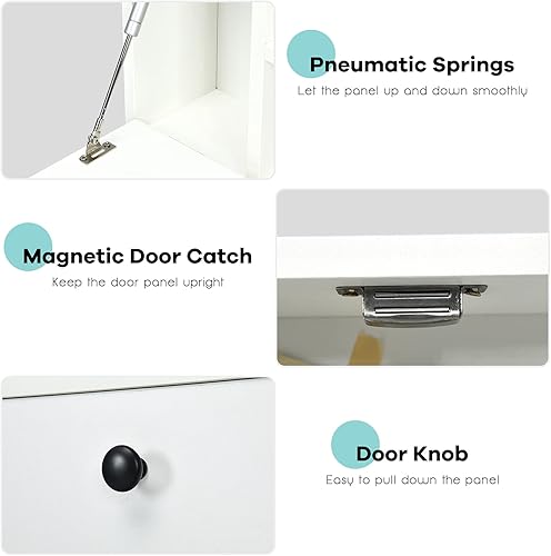 Miniatura 6 de Tangkula Escritorio montado en la pared, escritorio flotante neumático para laptop con mesa plegable magnética, mesa de pared que ahorra espacio con