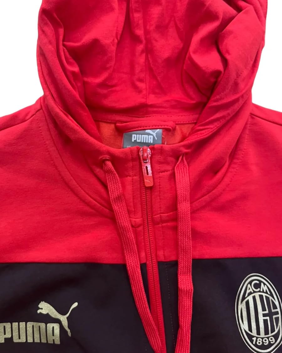 PUMA tuta intera ACM MiLAN Cotone Garzato Fan suit 2024 25 Cotone Capuccio (IT, Testo, M, Regular, Regular, 2, Rosso)
