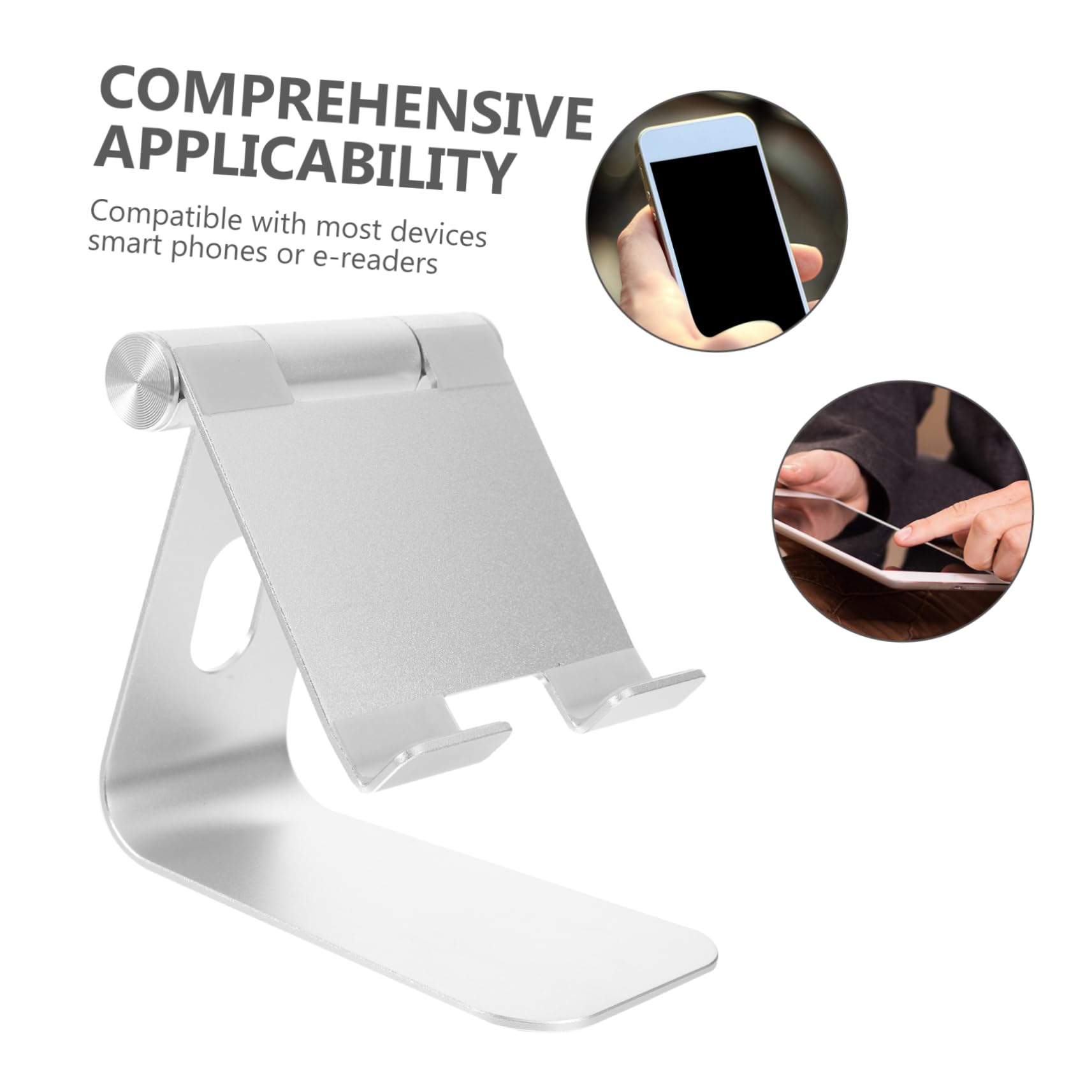 KOMBIUDA Supporto da Scrivania per Tablet e Ricarica in Alluminio Multi-Angolo con Base Adesiva per Smartphone-Reader Adatto per Digitazione Visione Video Argento 11,3 X 11,6 CM
