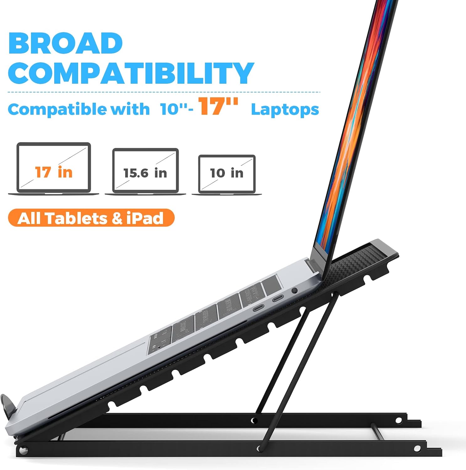 MaxGear Laptop Stand, Ergonomic Mesh Laptop Tablet Stand for Desk, Ventilated Adjustable Portable Laptop Riser, Notebook Holder Stand Compatible with MacBook, Dell XPS, HP, 10-17 inches Laptops, Black