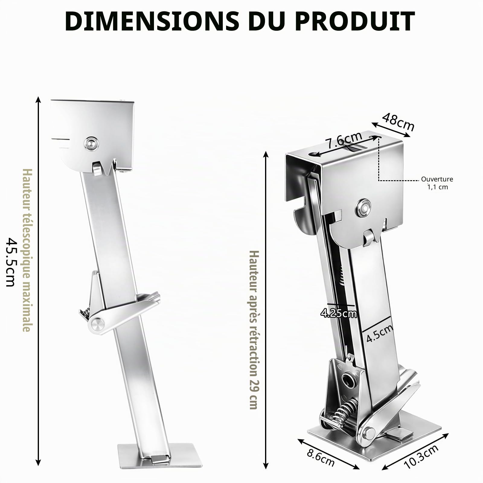 Lot de 2 Supports de remorque, avec capacité de Charge de 450 kg, manivelle avec Support de Serrage, stabilisateur de Camping-Car, béquilles de remorque pour Camping-Cars et remorques