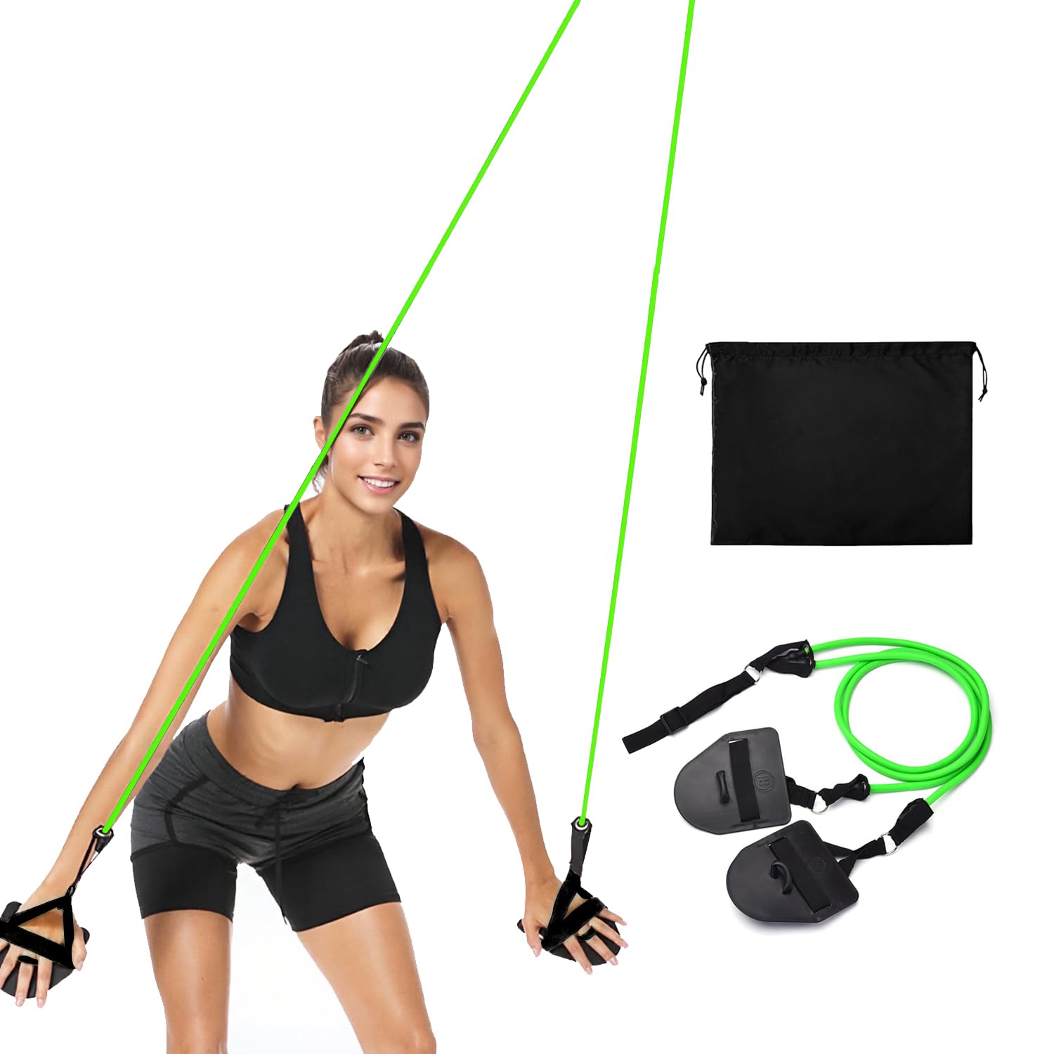 Swimming Resistance Band Set with Paddles?Swim Training Equipment?Swimming Arm Strength Trainer?1.2m Stretch Cord?Floating Arm Trainer Training Equipment