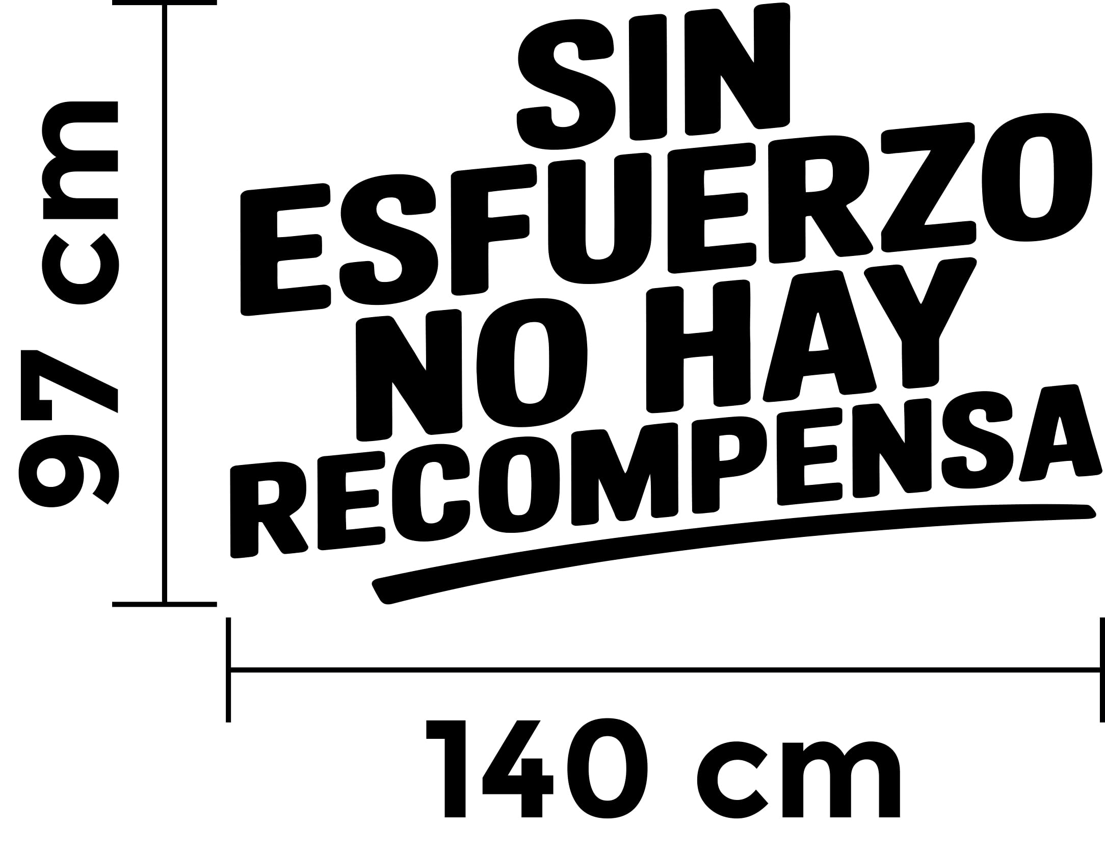 Vinilo Decorativo de Pared con Frase Motivadora "Sin Esfuerzo No Hay Recompensa" | Adhesivo para Gimnasio, Oficina o Estudio | Pegatina con Mensaje de Superación (Negro, 140 x 97 cm)