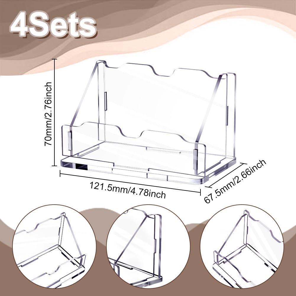 UNICRAFTALE 4 Sets Porte Cartes de Visite Vertical Transparent en Acrylique pour Bureau Présentation Élégante avec 1 Fente Organisateur de Cartes pour Exposition Maison et Bureau 121.5x67.5x70mm