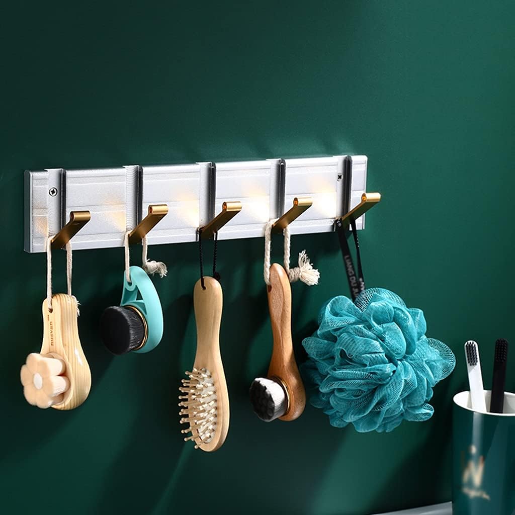 Wall Mounted Coat Rack Home Storage Wall Mounted Coat Rack Creative Hooks with 5 Foldable Coat Hooks for Hanging Coats Scarves Hats Keys Storage Benches (Color : Black) (Black)