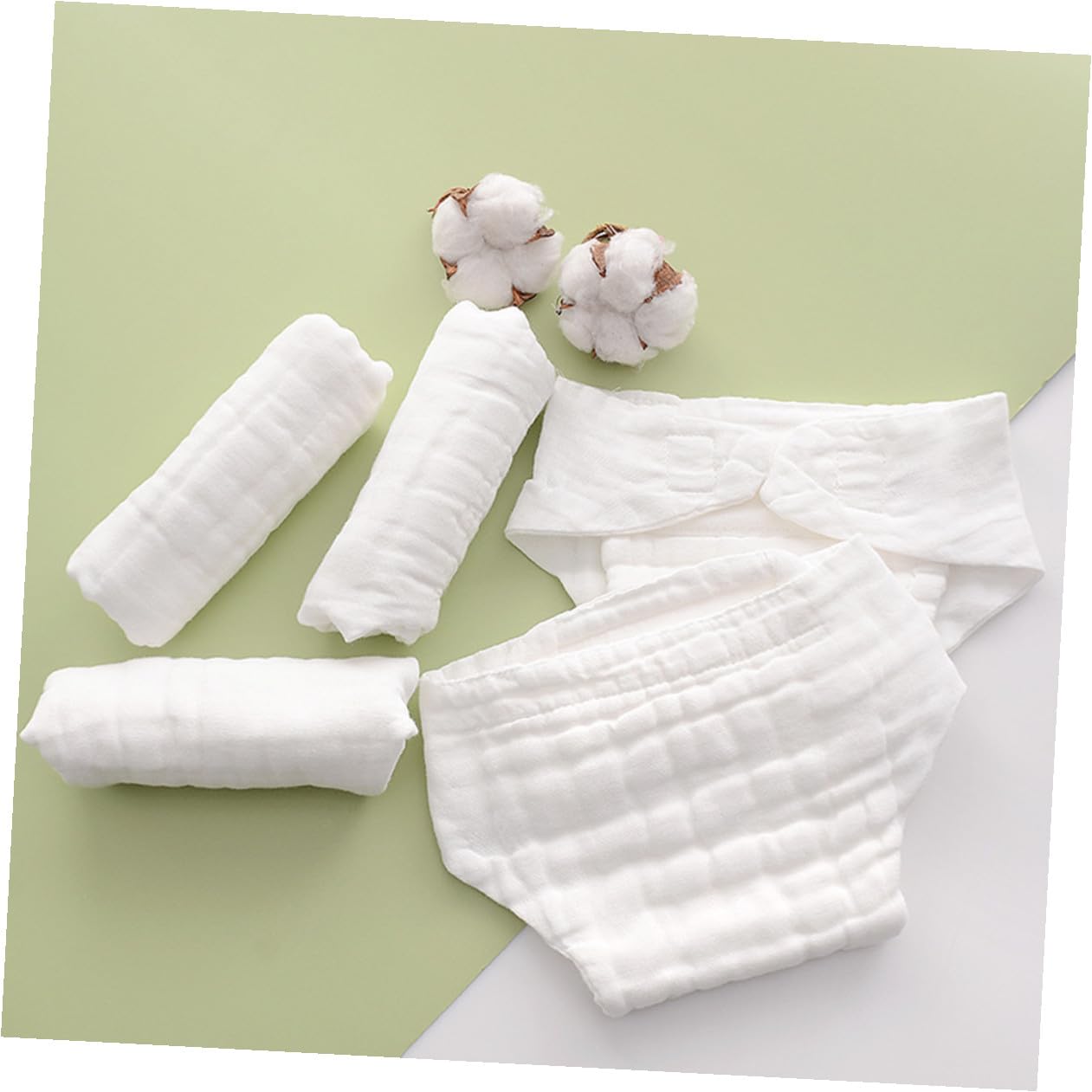 Pañales Reutilizables Secado Rápido y Transpirables de Algodón Blanco para Ñiño 5 Piezas Ideales para Viajar y Dormir Cómodamente