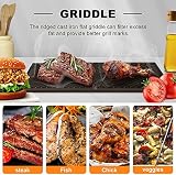 GFTIME Żeliwna płyta grillowa, dwustronna, do piekarnika, kuchenki i grilla, na płytę indukcyjną, żeliwny grill kuchenny i patelnia grillowa 2 w 1, 36,8 x 23,8 cm