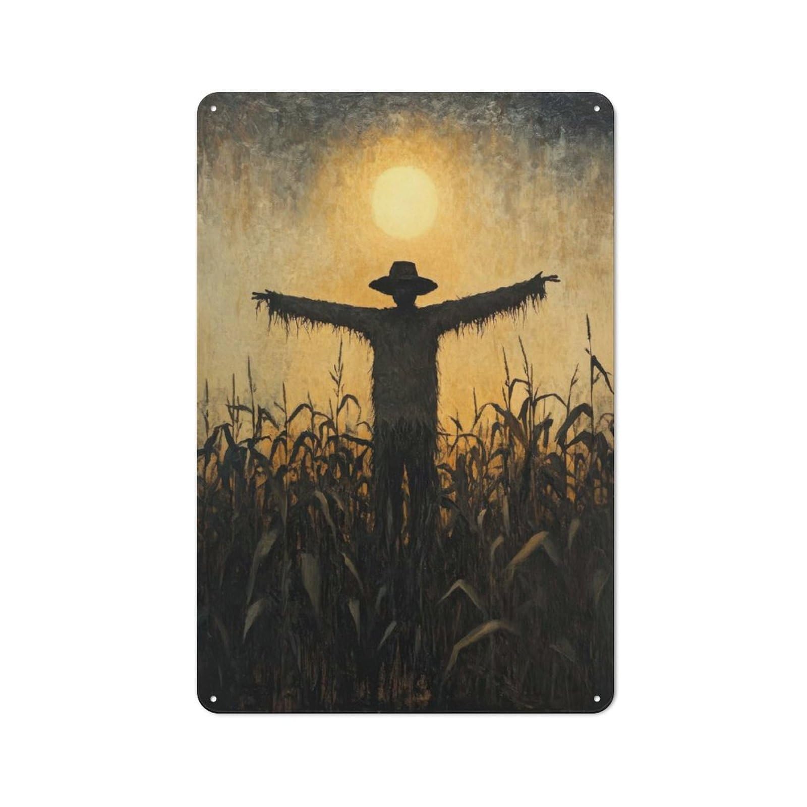 Retro Retro Metal Sign 30x20cm Featuring Silhouette Scarecrow, Garage Wall Decor for Garage, Hobby Room, Office Or Man Cave