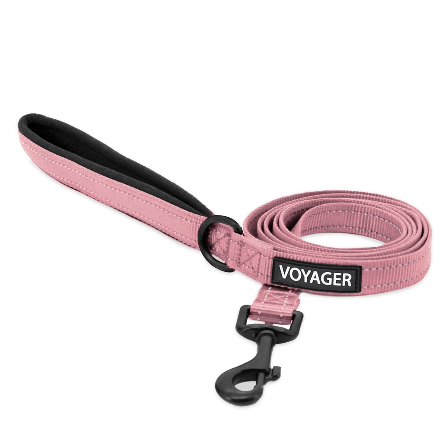 Best Pet Supplies Voyager Reflective Dog Leash or Collar with Neoprene Handle, for Small, Medium, and Large Breed Puppies, Cute and Heavy Duty for Walking, Running and Training - Soft Pink (Leash), M