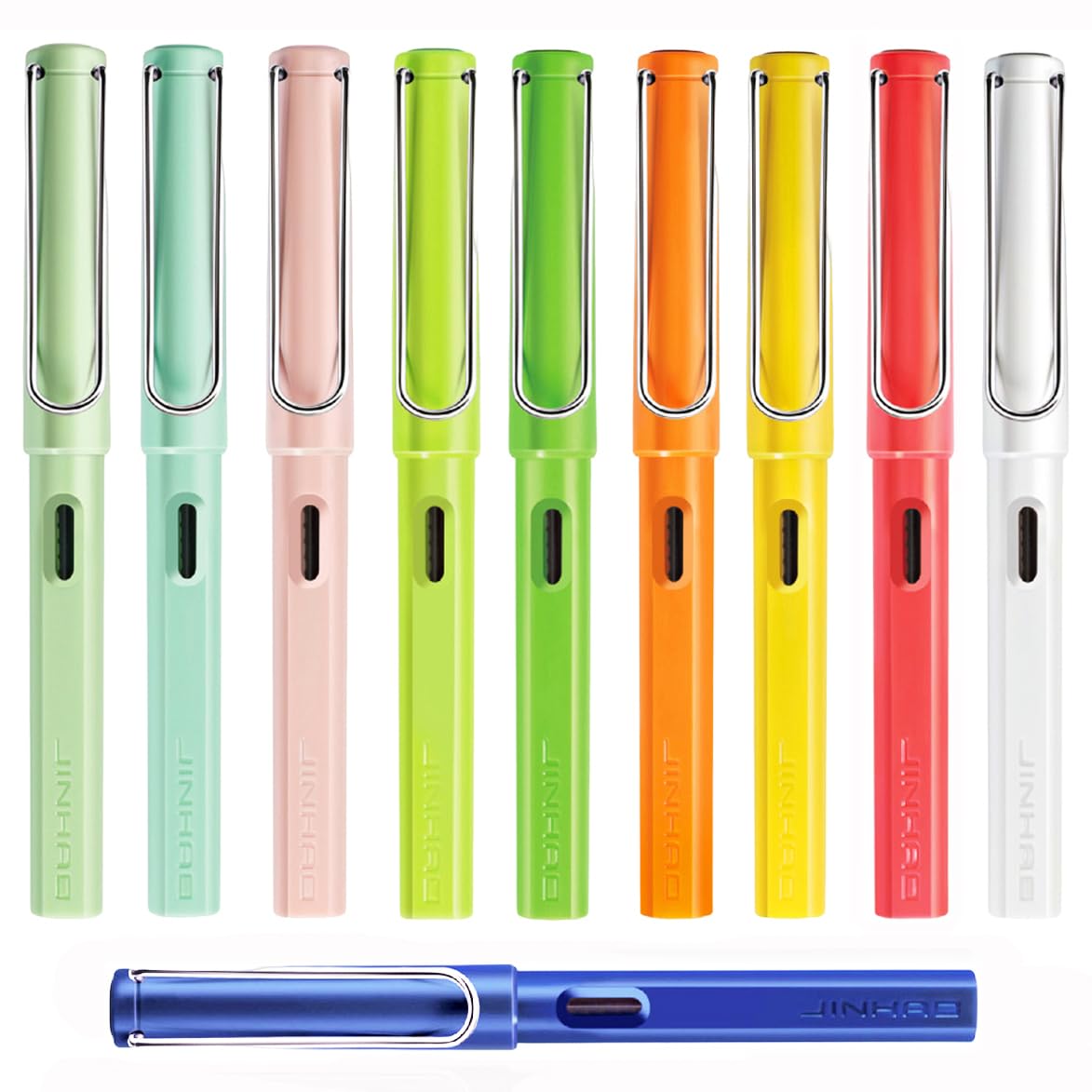 12PCS Jinhao 619 Resin Color Series Fountain Pen Set,Size Fine Nib