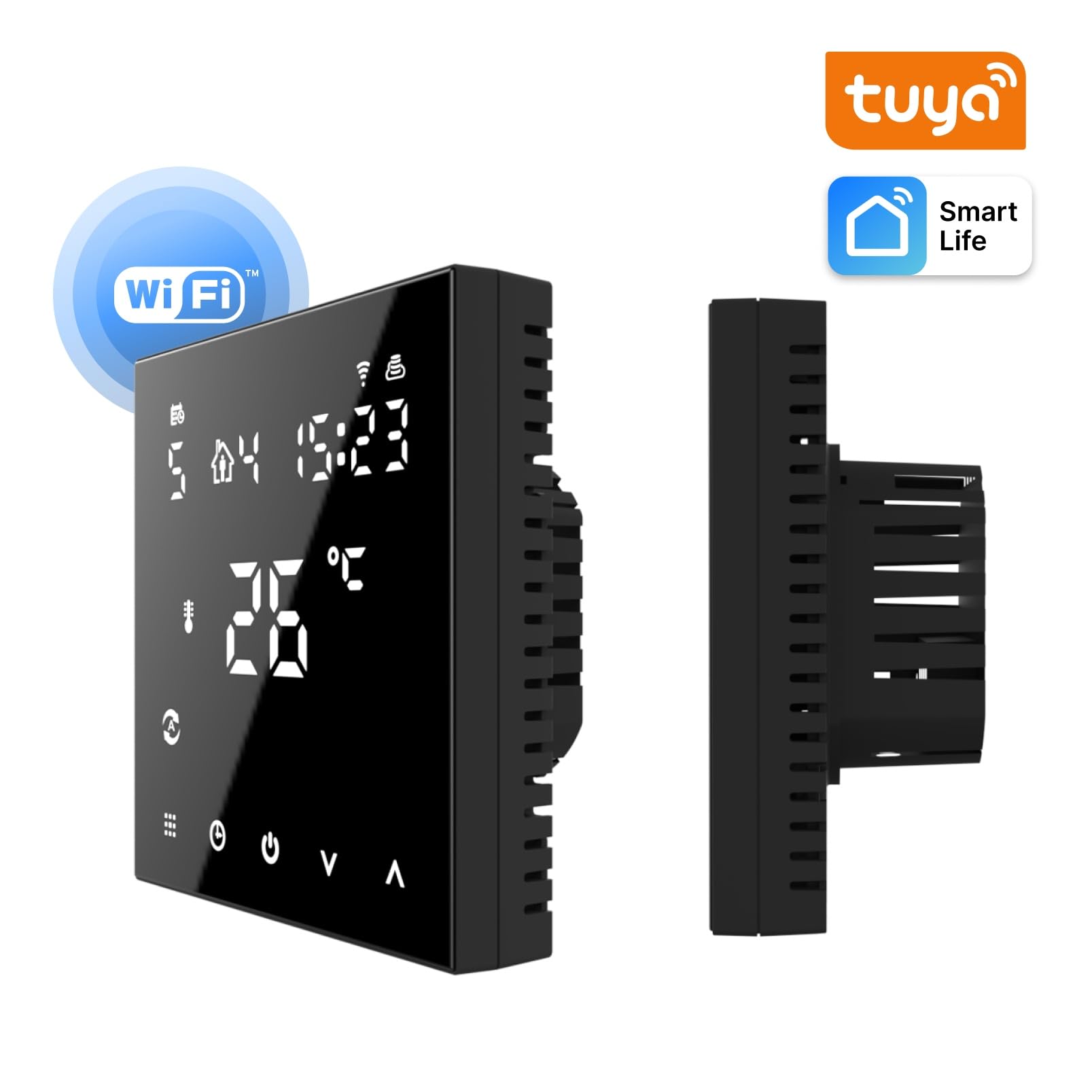 Elektryczne ogrzewanie podłogowe do płytek: mata grzewcza WARMON CLASSIC 150 W/m² z termostatem Smart WiFi Series TS 300, termostat: TS 300 WiFi, czarny, rozmiar maty: 20 m² – 2 szt. (12 + 8 m²)