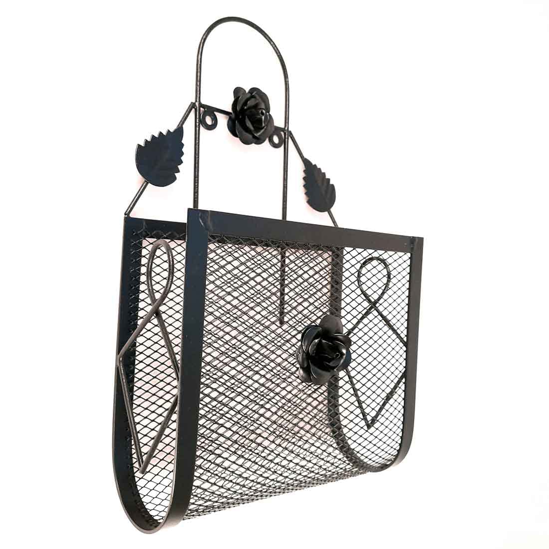 Magazine Holder Wall Mount - Black Iron Organizer -9 Magazine Holder Wall Mount - Black Iron Organizer -9