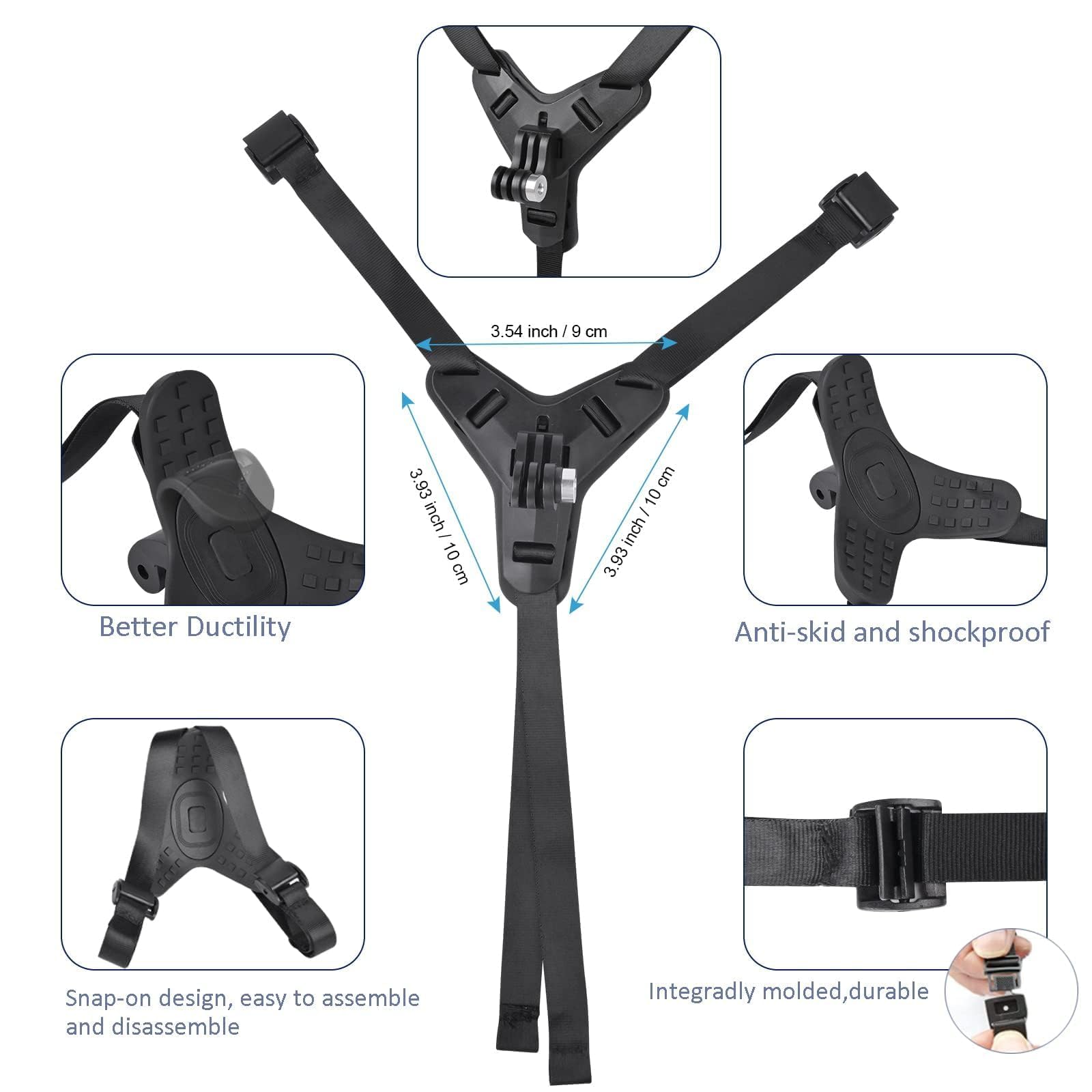 Kit de montaje de correa de barbilla para casco de motocicleta, compatible con todos los Gopro Heros, SJCAM, GeekPro, 4K, Xiaomi Yi, Insta360 y también soportes para teléfonos móviles