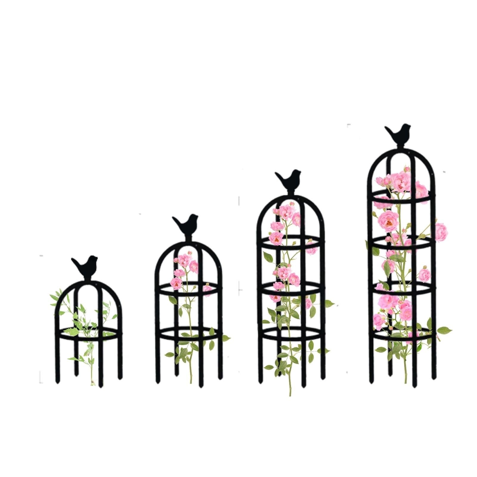 Rustproof Tower Obelisk Garden Trellis, 65-205cm Garden Trellis For Climbing Plants, Obelisk Heavy Plant Cage, Rose Tower Vine Decorative For Climbing Vines(Black,28 x 175cm/11 x 68.9in)