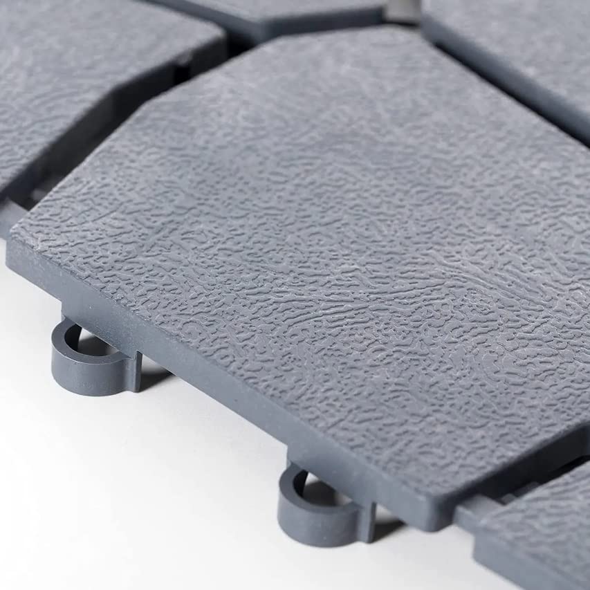 Garden of Eden - Tuintegels - Vlonder - Vlondertegel - Terrastegels Kunststof - Grijs - Steenpatroon 28x28CM - 4 Tegels voor op Balkon, Terras, Tuin etc. - Image 6