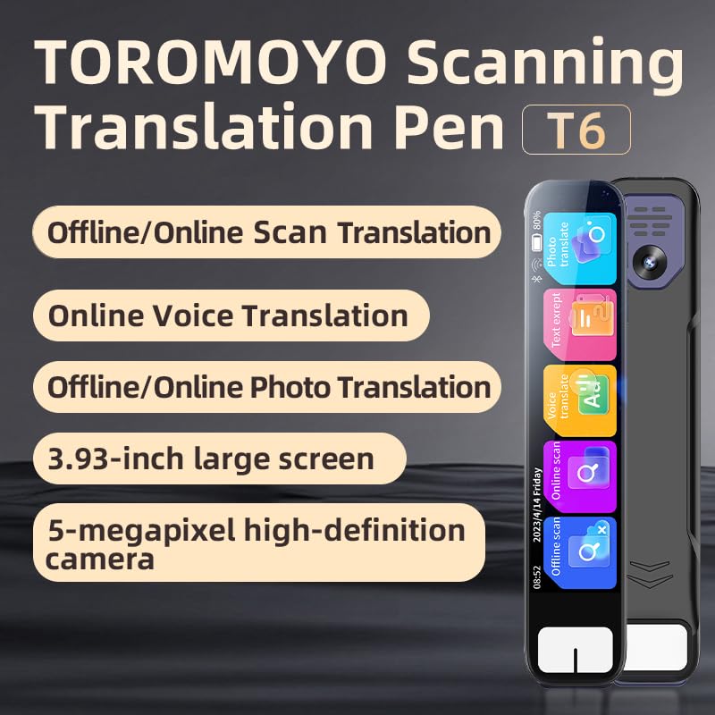 TOROMOYO Translation Pen T6S No WiFi Needed,Language Translator Device,Scan Reader Pen,traductor de voz instantaneo?2025 Instant Voice Translator