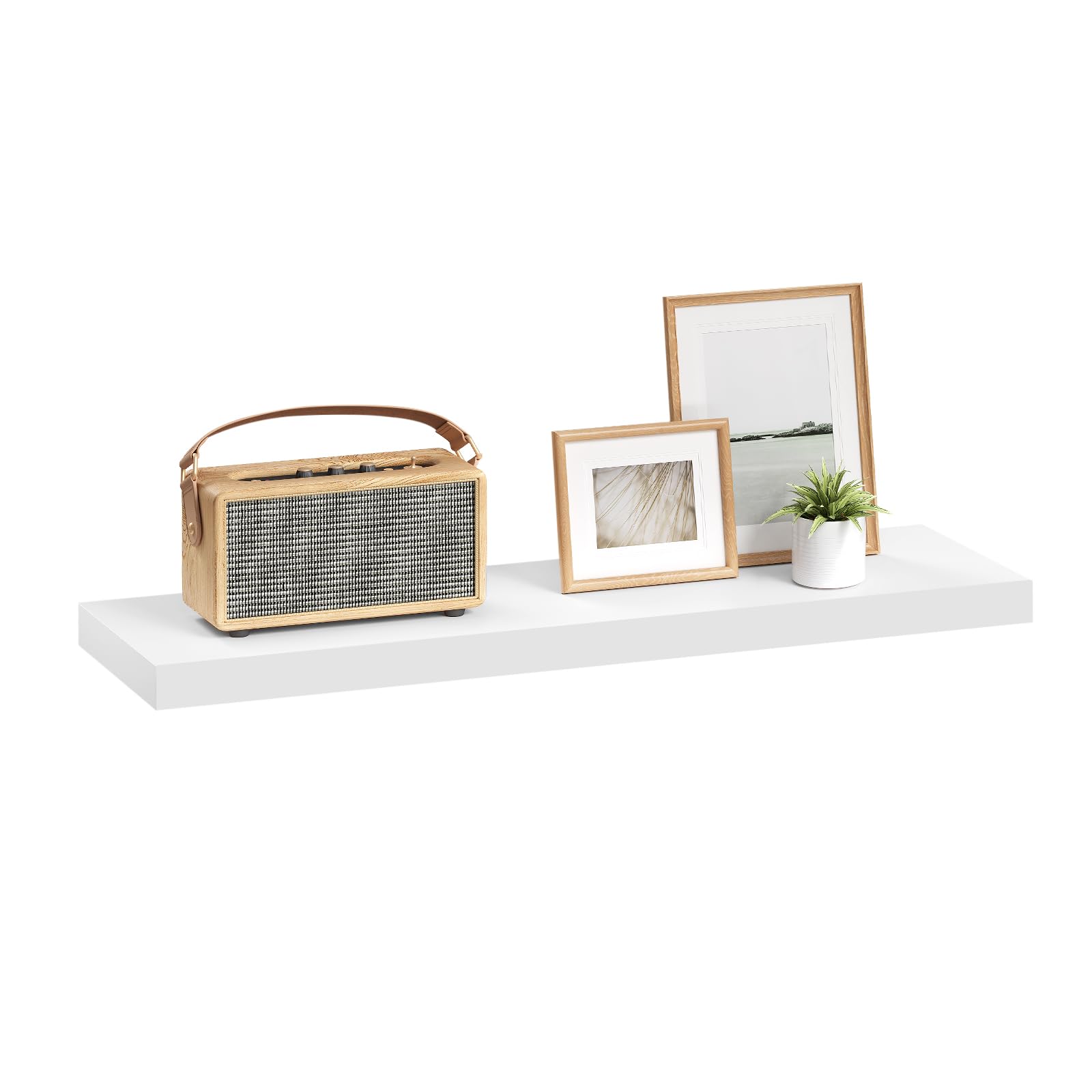 eSituro Schwebende Regale, große weiße Wandregale, Holzregal für Schlafzimmer, Wohnzimmer, Küche, Ausstellungsregal, Heimbüro-Möbel, Dekor-Zubehör, 70 x 23 x 3,8 cm