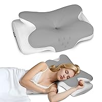 Vista 9 de Almohada cervical para el cuello para aliviar el dolor, almohada ergonómica de cama para apoyo del cuello, almohadas ortopédicas de espuma