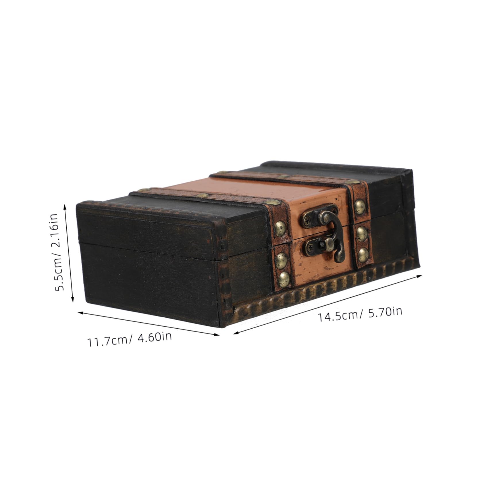 CAXUSD Antique Style Wooden Keepsake Box Lockable Jewelry Organizer Decorative Trinket Box Small Storage