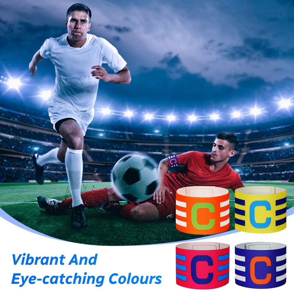 Fascia Da Capitano Da Calcio Multicolore - Con Velcro Regolabile | Per Adulti E Bambini | Sport Di Squadra - Foto 5