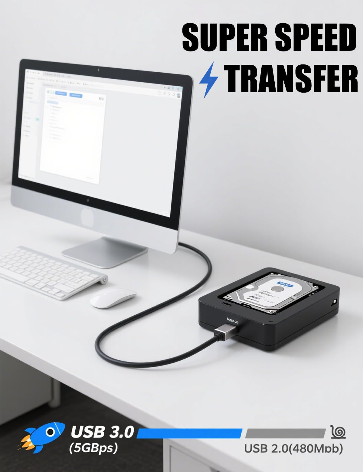 30 m USB 3.0 Druckerkabel, USB A auf B Kabel, 5 Gbit/s High-Speed mit 4 Signalverstärkern und USB-Netzkabel für Drucker, Scanner, Dockingstationen, externe Festplatten und mehr