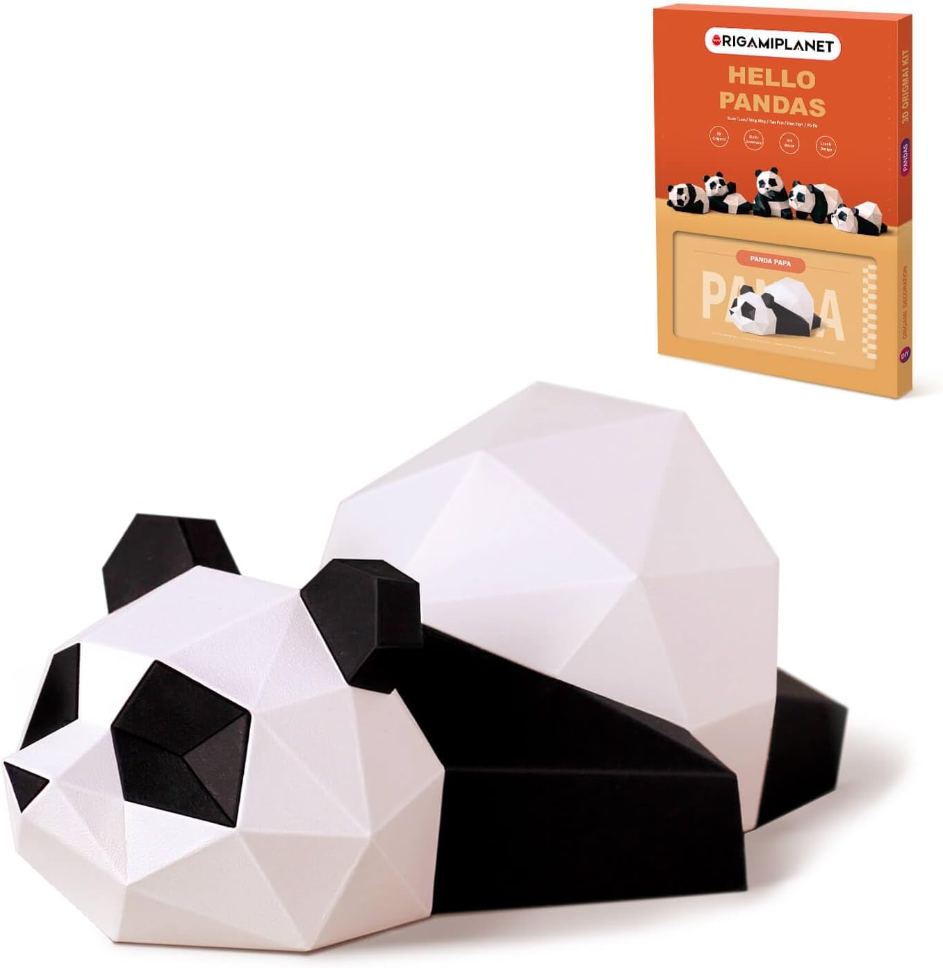 ORIGAMIPLANET 3D Origami Paper Craft Kit Panda Dad Funny Pre Cut 3D Paper Art Model DIY for Adults Simple Paper Sculpture Gift Home Decoration