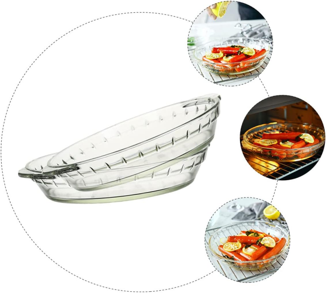 Unomor 2pcs Glass Baking Dishes Heat-resistant Plate for Oven Microwave Dish for Baking Broiler Pan