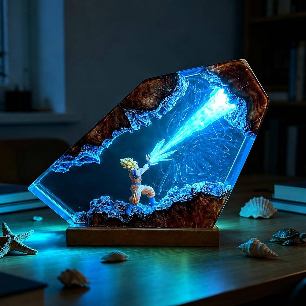 HOVCEH Resin Lamp, 3D Son Goku Figure Epoxy Resin Lamp