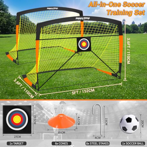 Image of Happy Jump Kids Backyard Soccer Goals 7x5 & 5x3.6 FT, Portable Outdoor Play