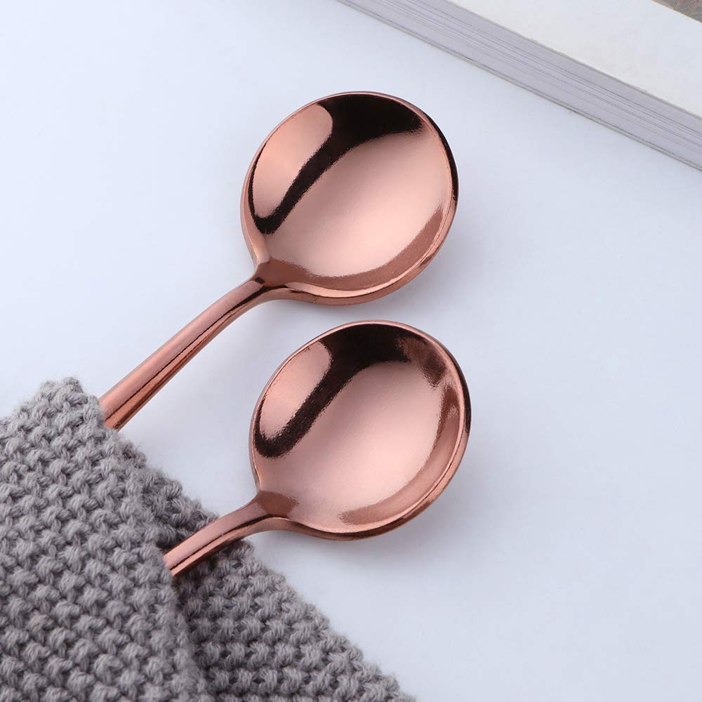Cucchiai Di Forma Di Cuore,Saijer Cucchiai Di Acciaio Lunghi Dessert Cucchiaio Per Latte Ice Cucchiaini Da Tè Lungo Sorso Di Caffè Mescolare Cucchiaio Oro Rosa Argento Oro 6 PCS Cucchiaini da caffè