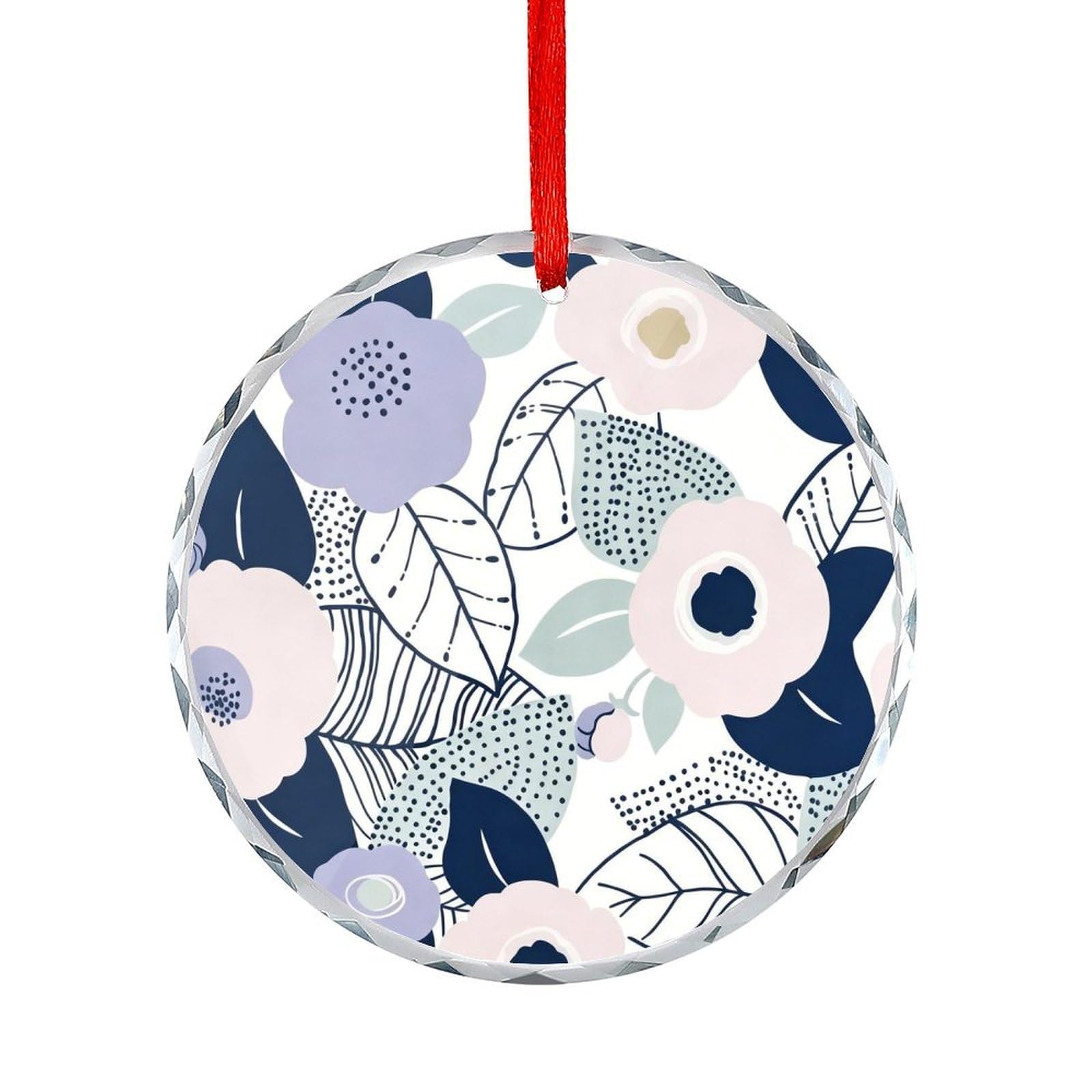 Btcowzrv Style Abstract Flowers Round Ornament Hanging Pendant Decor