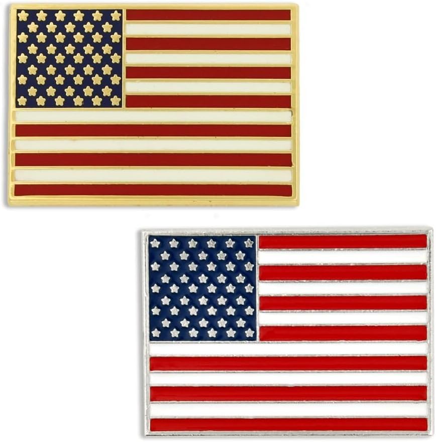 PinMart Set of 2 American Flag Lapel Pins - Waving & Made in USA - Brass image 4