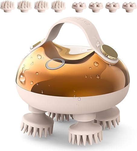 Miniatura 8 de arboleaf Masajeador eléctrico para el cuero cabelludo, masajeador de cabeza, alivio del estrés del cuero cabelludo, 5 en 1, 128 nodos de masaje,