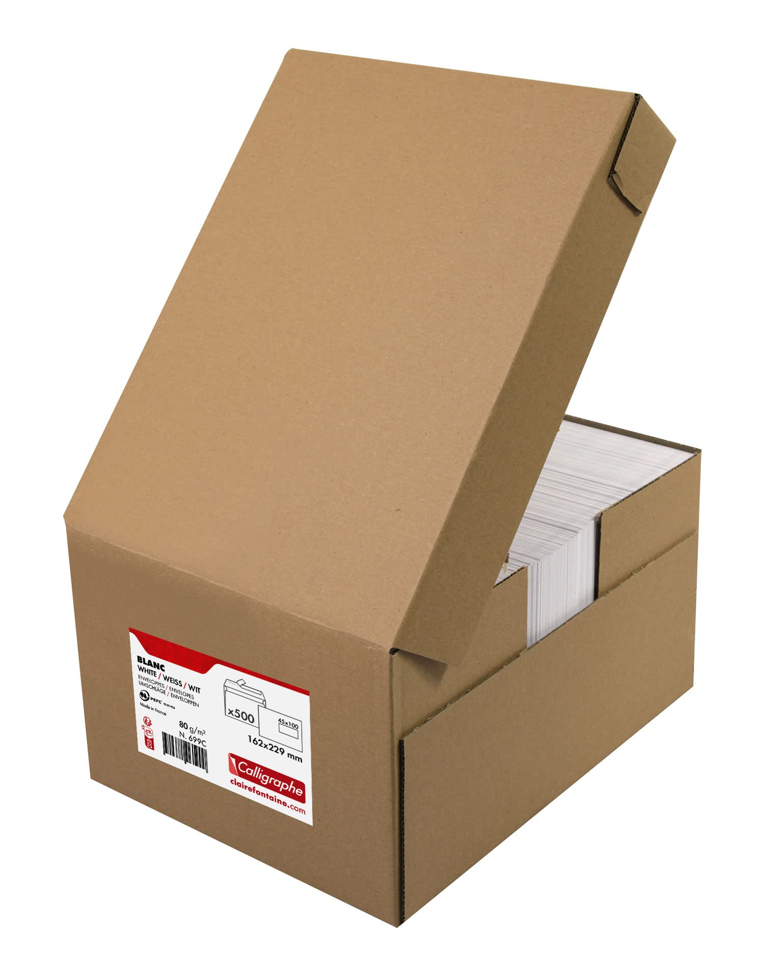 Buste Clairefontaine Calligraphe Formato DL - Confezione Da 50 Bianche Autoadesive Con Finestra - Foto 4