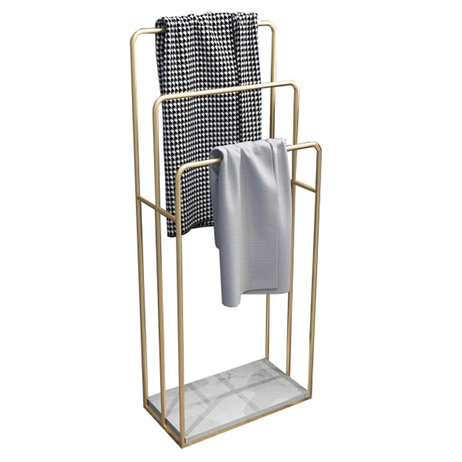 OWOHYG Pool Towel Rack Outdoor Freestanding Made Of Iron 3 Tier Towel Racks For Bathroom Pole Heights Are Different For Oversized Bath Towels And Bathroom.Gold