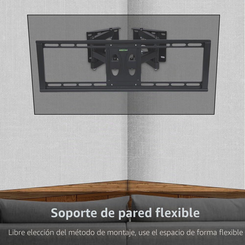 UNHO Soporte TV Pared Esquina, Soporte TV 32"-65" LED/LCD/Plasma - Soporte Televisión Articulado para Esquina - Inclinable y Giratorio - Carga hasta 35kg - VESA 600x400 - con Nivel de Burbuja