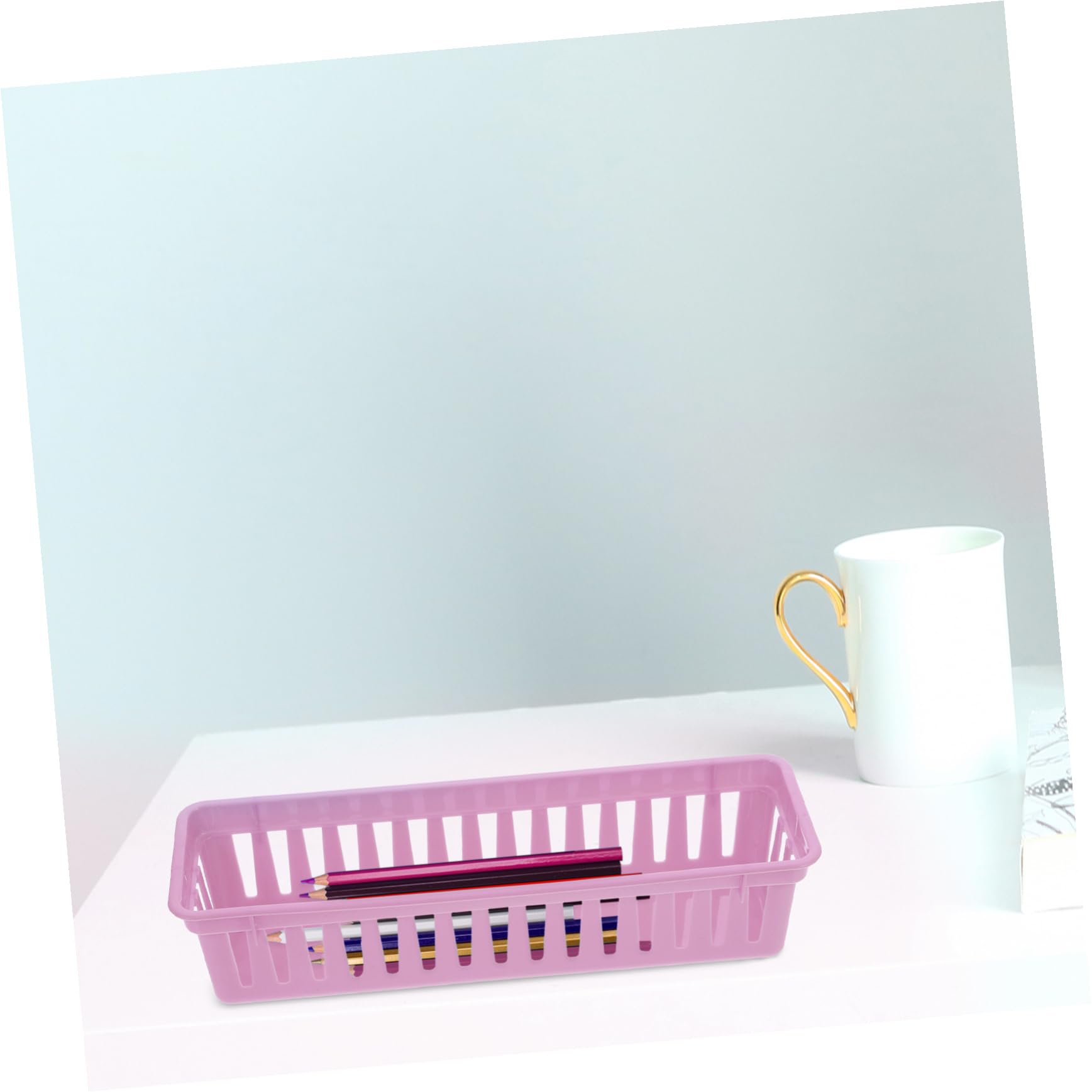 PLAFOPE 12 Pezzi Cesti Organizer Rettangolari Colorati per Scrivania Portapenne e Matite in Plastica Leggera Ampio Spazio Compatto per Ufficio Scuola e Studio