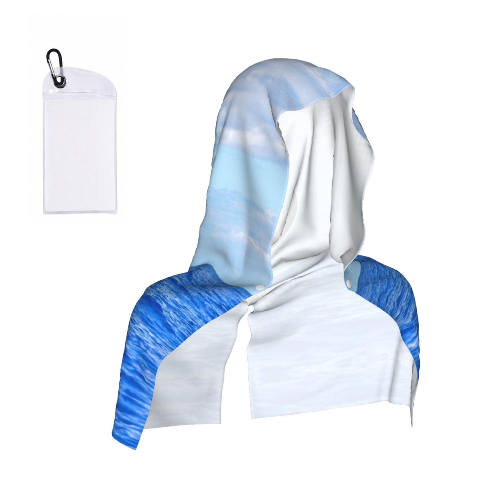 Esnaiuvcd Black Whale Tail Print Multifunctional Cooling Hoodie Bandana Portable Sweat Absorbing Design For Beach Workouts Exercise Heat Relief Accessories